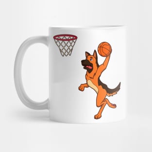 Cartoon shepherd dog playing basketball Mug